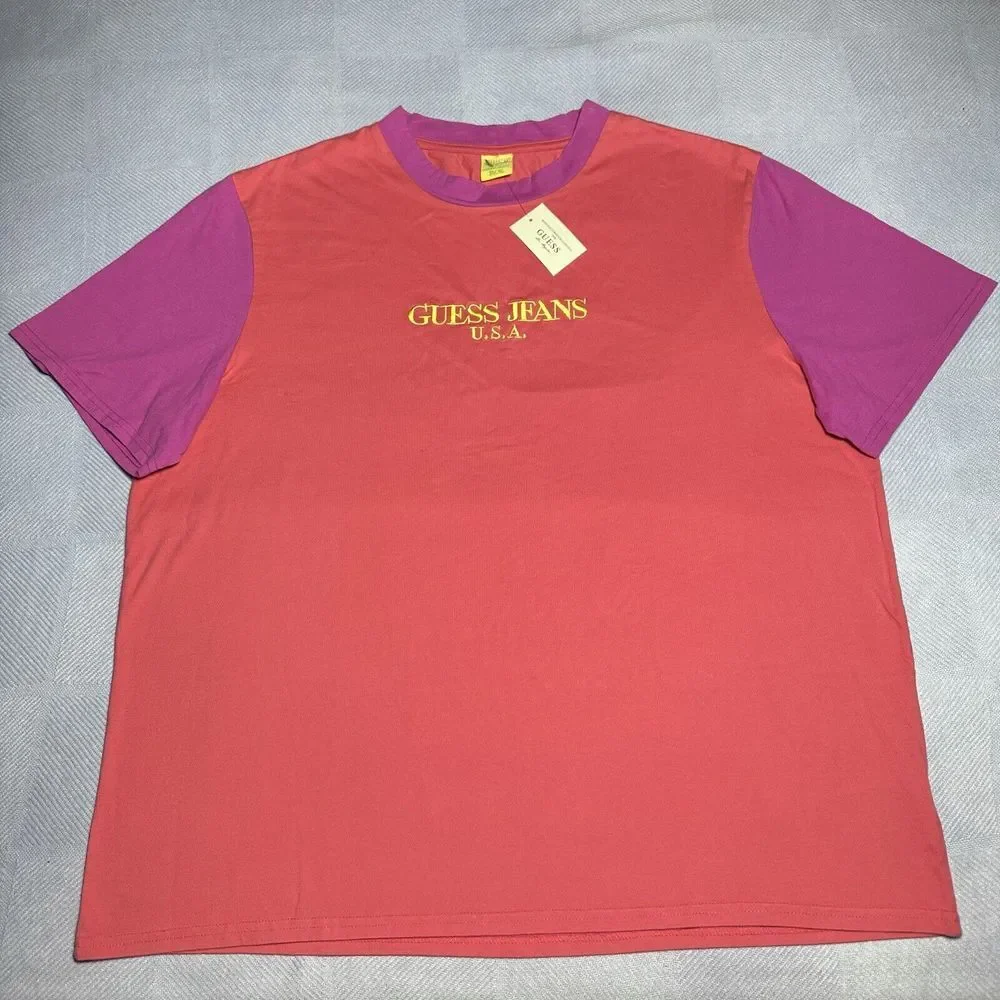 NEW GUESS Jeans USA Sean Wotherspoon Farmers Market Colorblock T-Shirt 2XL NWT - Picture 1 of 10
